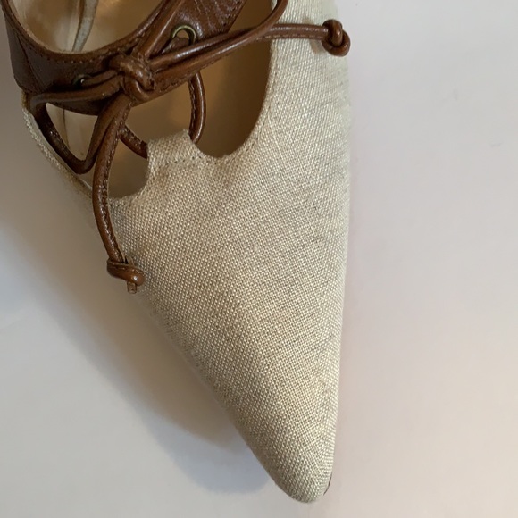 MICHAEL KORS ITALY NATURAL LINEN/LEATHER SZ 7•5 M - Picture 7 of 7